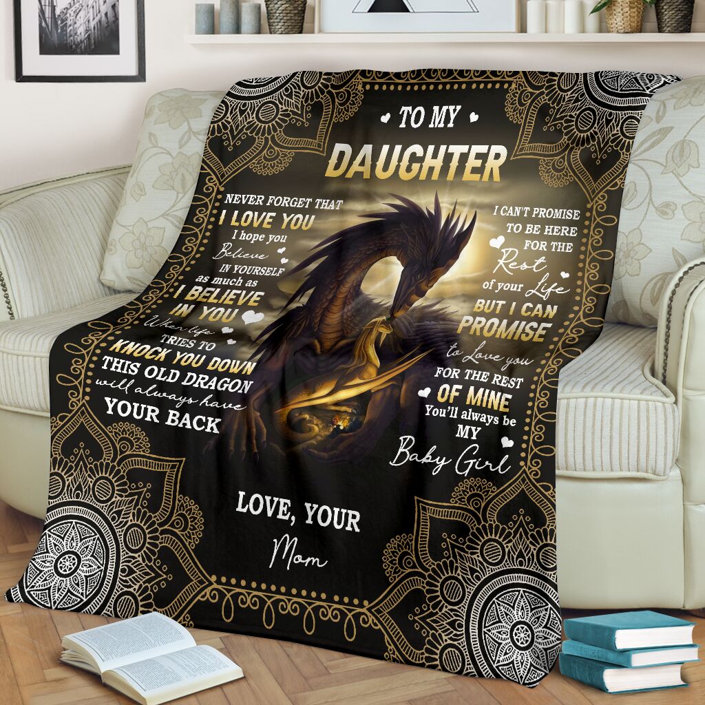 Dragon To My Daughter I Believe In You I Love You Flannel Blanket For Living Room And Bedroom Styling