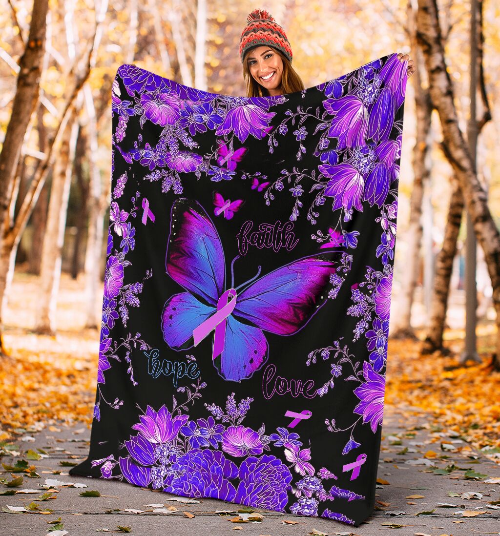 Fibromyalgia Awareness Butterfly Flannel Blanket For Bed Sofa And Reading Nook Decor