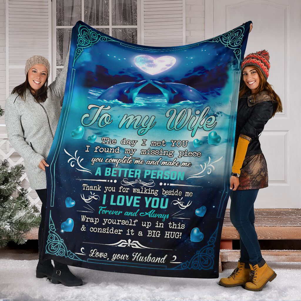 Dolphin To My Wife Dolphin In The Ocean Flannel Blanket For Bedroom Couch And Daily Comfort