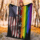 LGBT Rainbow American Flag LGBT Support Flannel Blanket For Bed Sofa And Reading Nook Decor