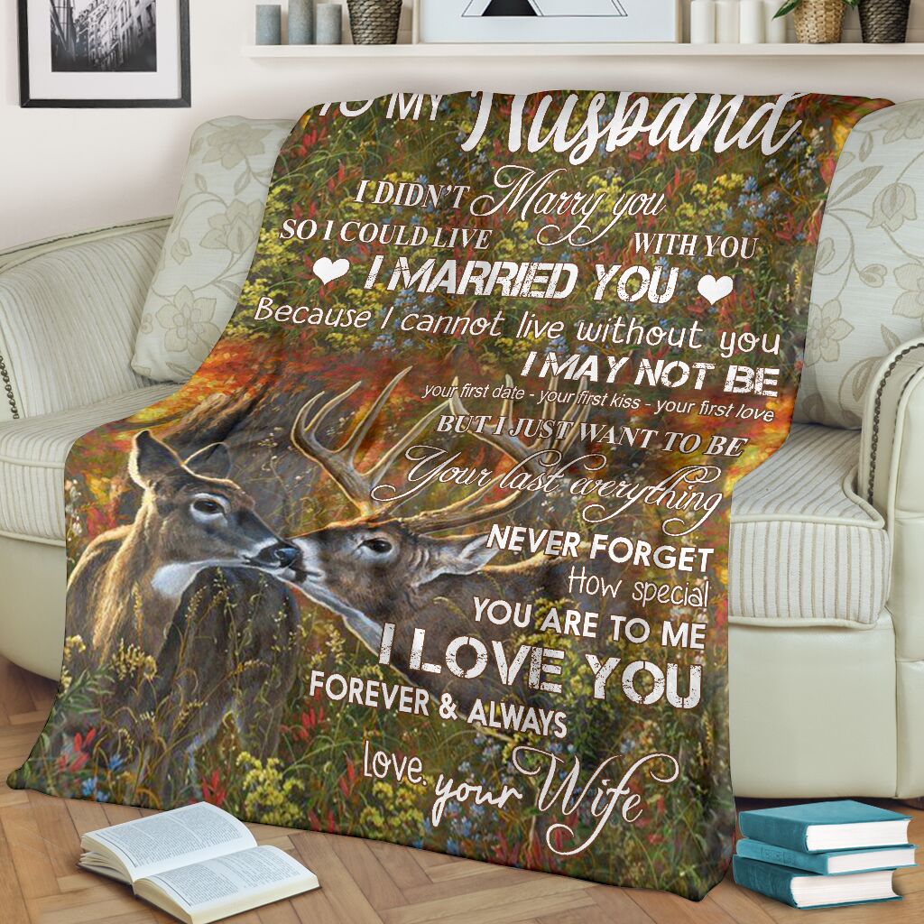Deer To My Husband Hunting Flannel Blanket For Living Room And Bedroom Styling