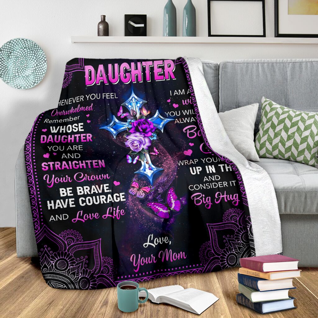 Butterfly To My Daughter Christian Flannel Blanket For Relaxing At Home And Travel