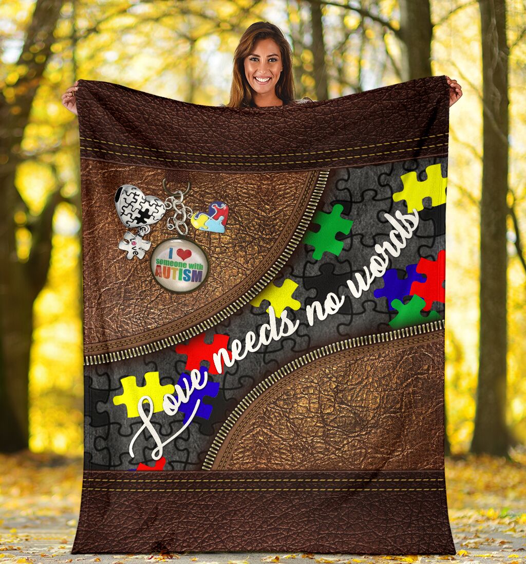 Autism Awareness Colorful Acceptance Message Leather Pattern Flannel Blanket For Cozy Home Lounging And Gifting