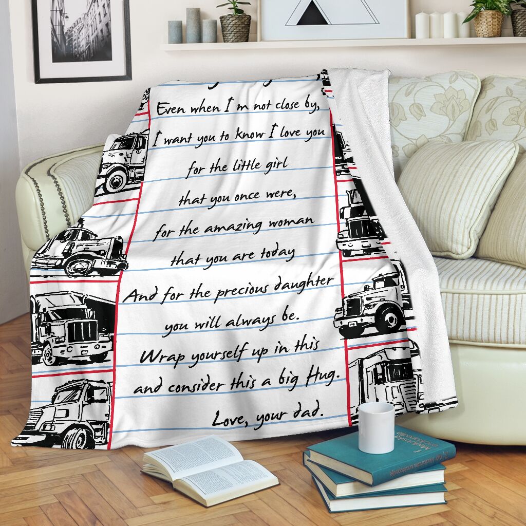 Truck To My Daughter Trucker Flannel Blanket For Soft Bed Couch And Home Comfort