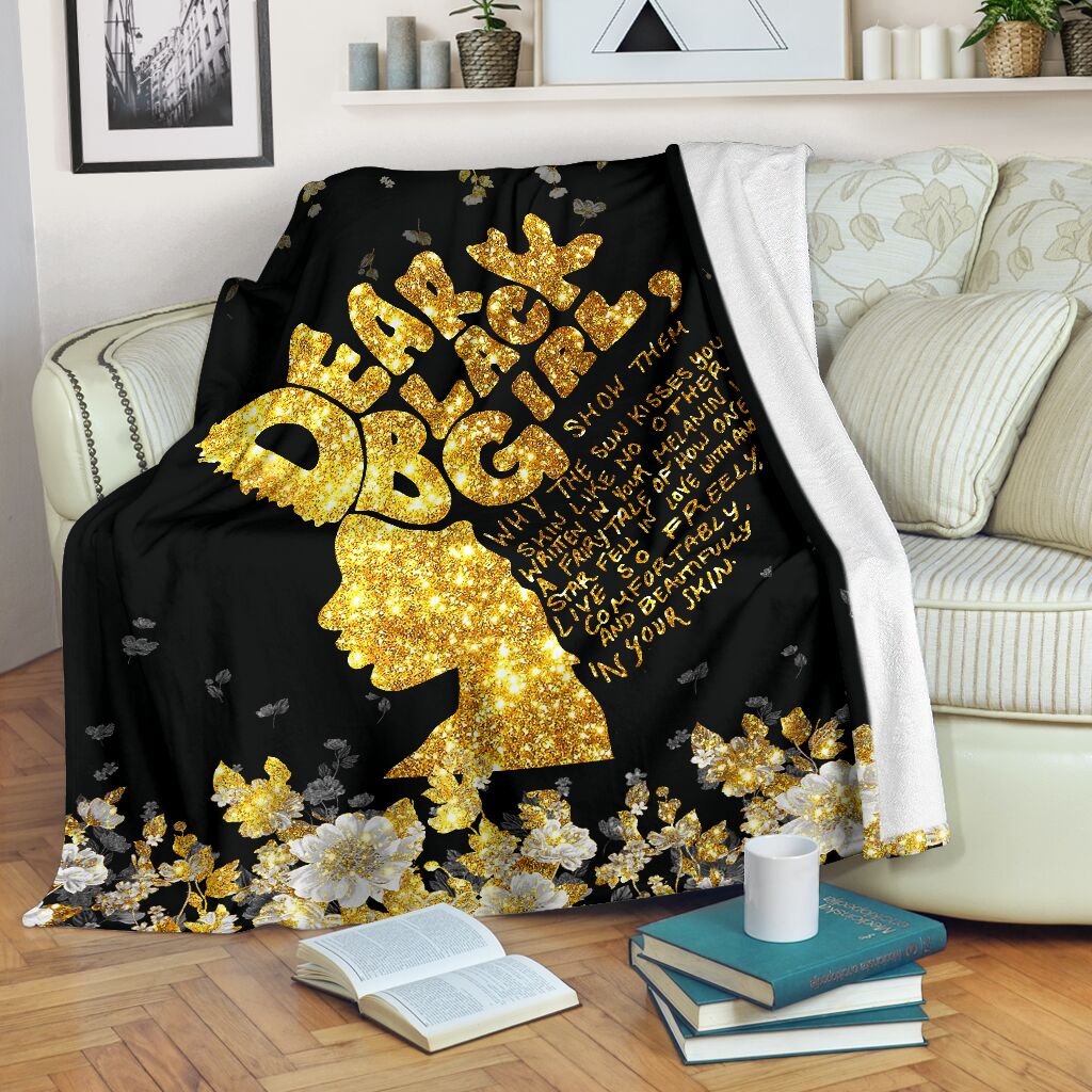 Black Girl Dear Black Girl Faux Glitter Print African American Flannel Blanket For Warm Home Decor And Relaxation