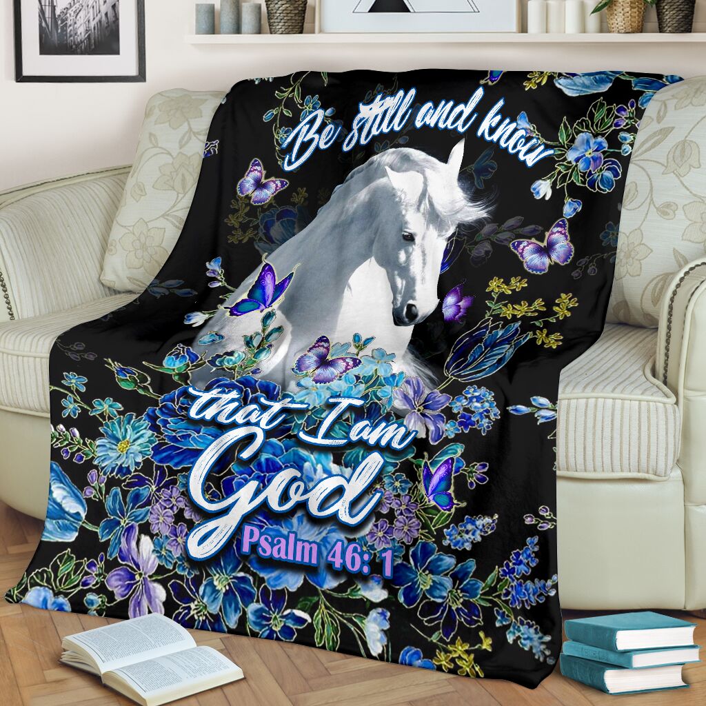 Horse Be Still And Knowing That I Am God Flannel Blanket For Living Room And Bedroom Styling