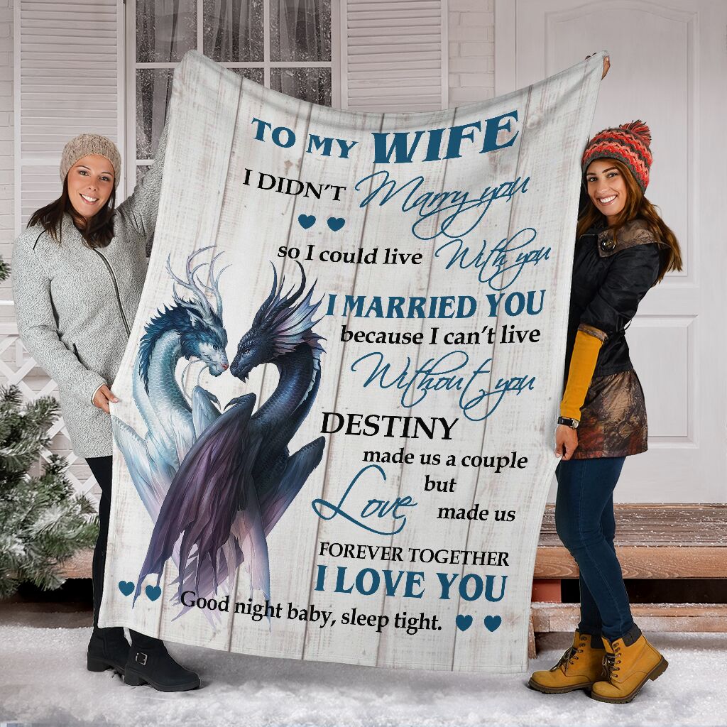 Dragon To My Gorgeous Wife Flannel Blanket For Bedroom Couch And Daily Comfort