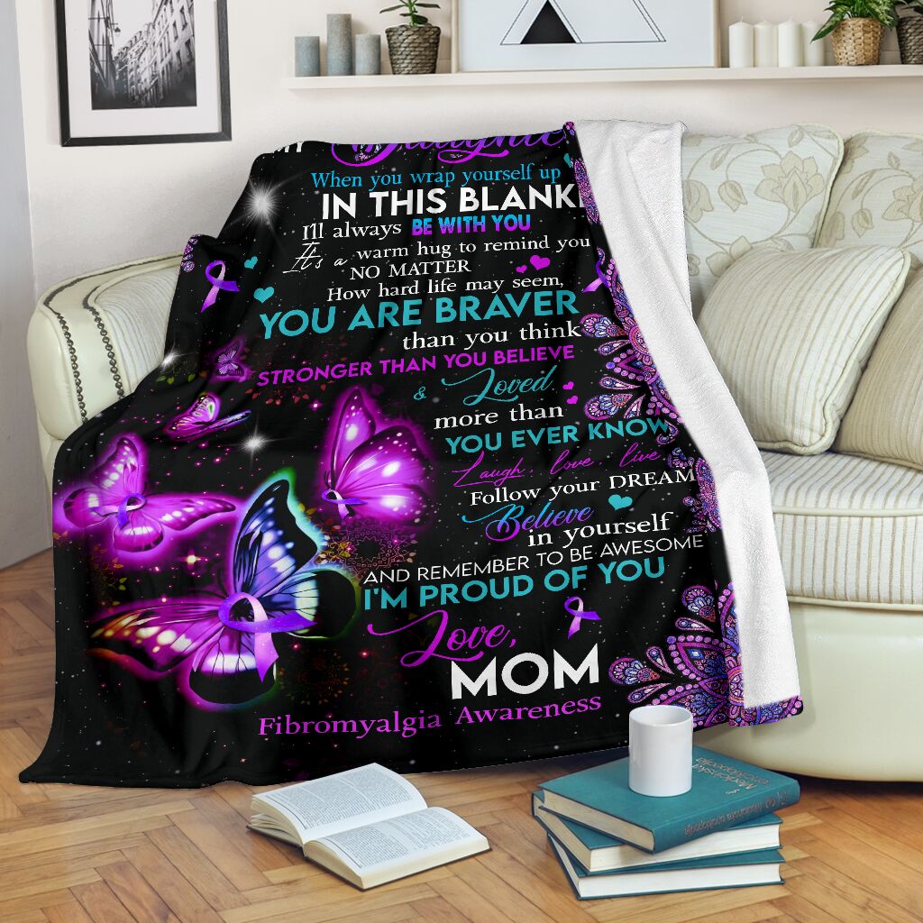 Fibromyalgia Awareness Butterfly Flannel Blanket For Soft Bed Couch And Home Comfort