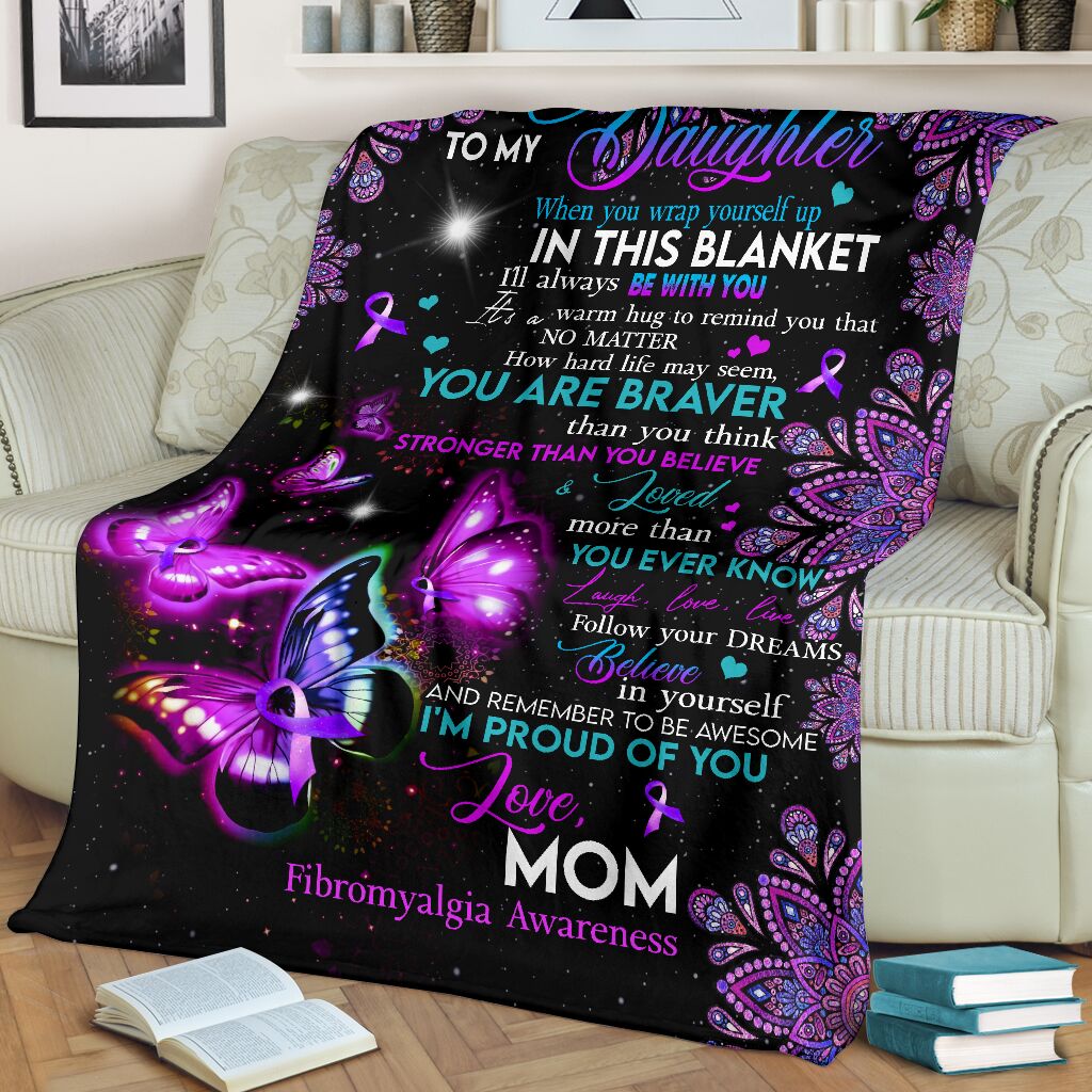 Fibromyalgia Awareness Butterfly Flannel Blanket For Living Room And Bedroom Styling