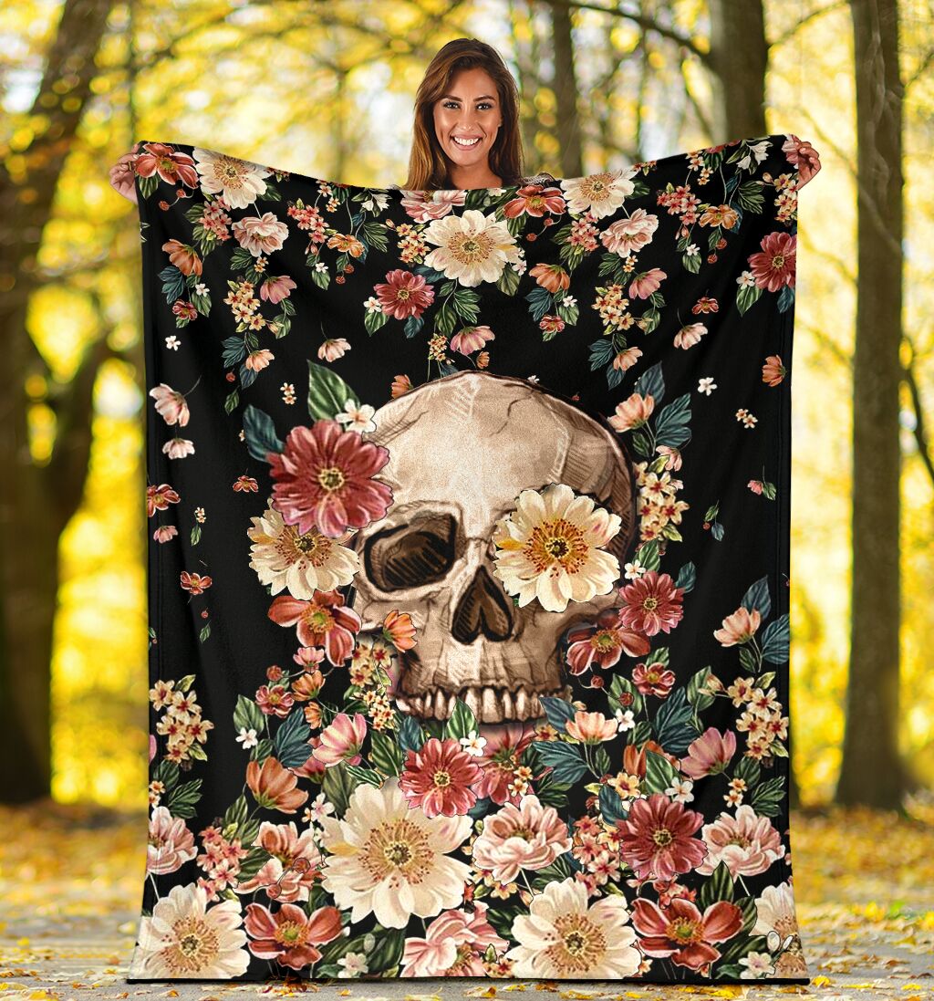 Skull Floral So Mysterious Flannel Blanket For Cozy Home Lounging And Gifting