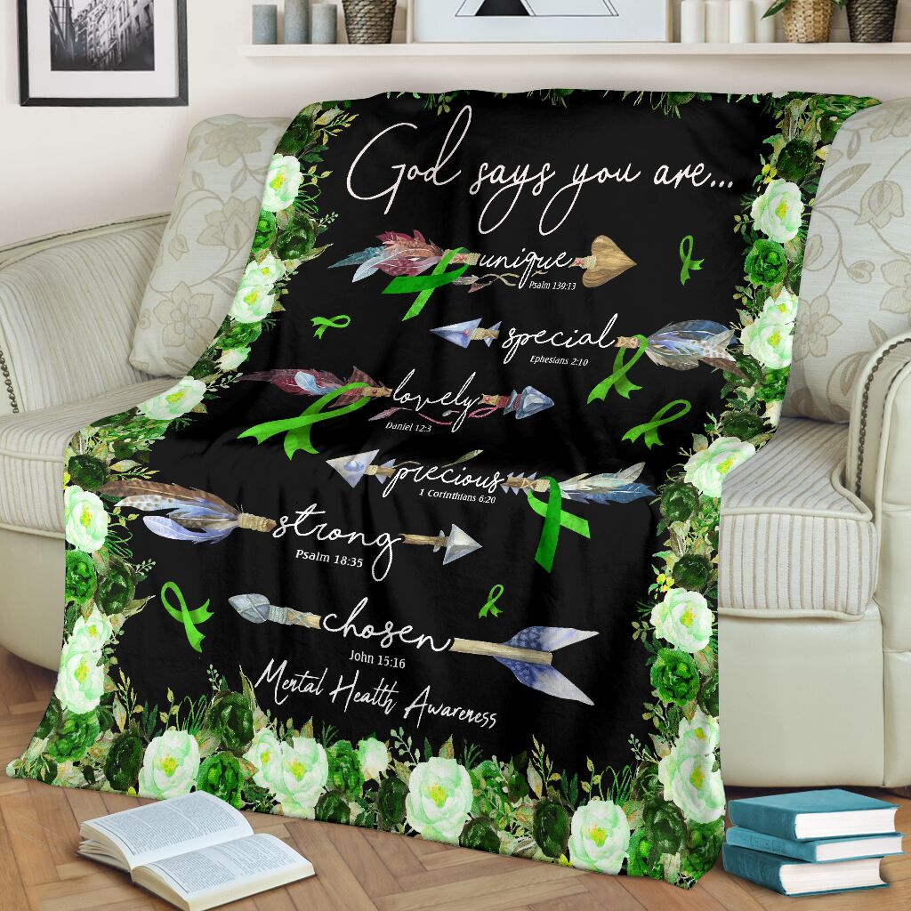 God Says You Are Mental Health Awareness Flannel Blanket For Living Room And Bedroom Styling