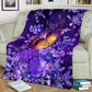 Butterfly With Purple Flowers Flannel Blanket For Living Room And Bedroom Styling