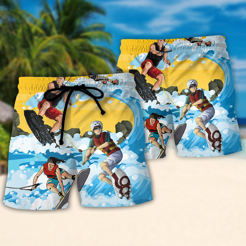Wakeboarding Saved Me Funny Wakeboard Lover - Beach Short