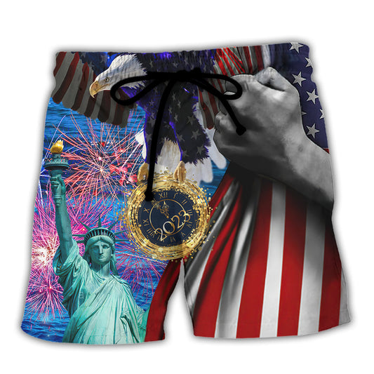 New Year Freedom America Art - Beach Short