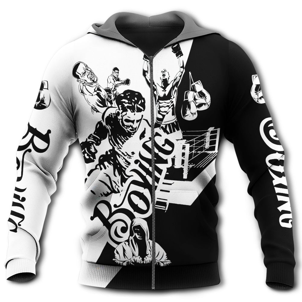 Boxing Spirit Black And White Art – 3D Hoodie