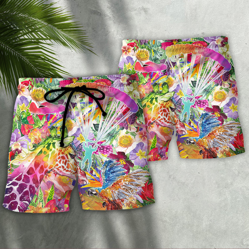 Parasailing Born To Fly Forced To Work Colorful Style - Beach Short