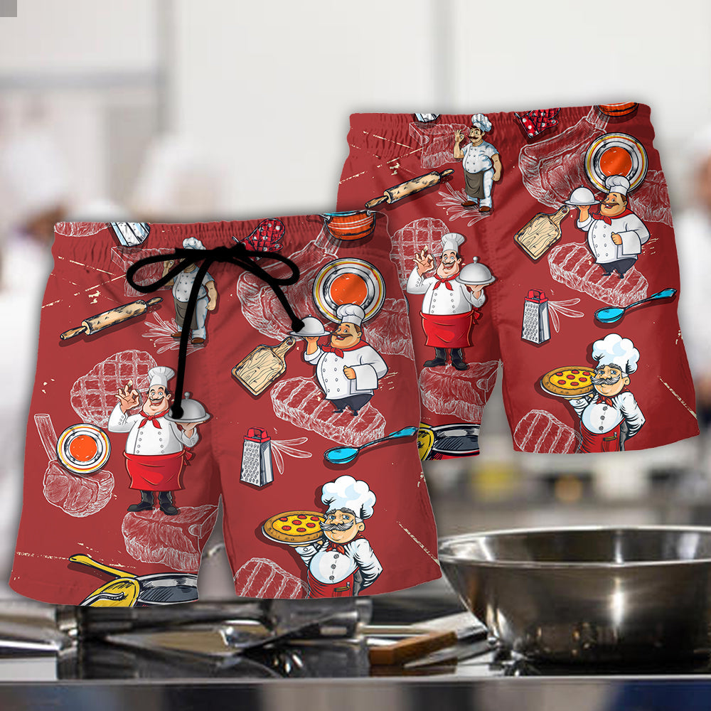 Cooking Saved Me Funny Chef Lover - Beach Short