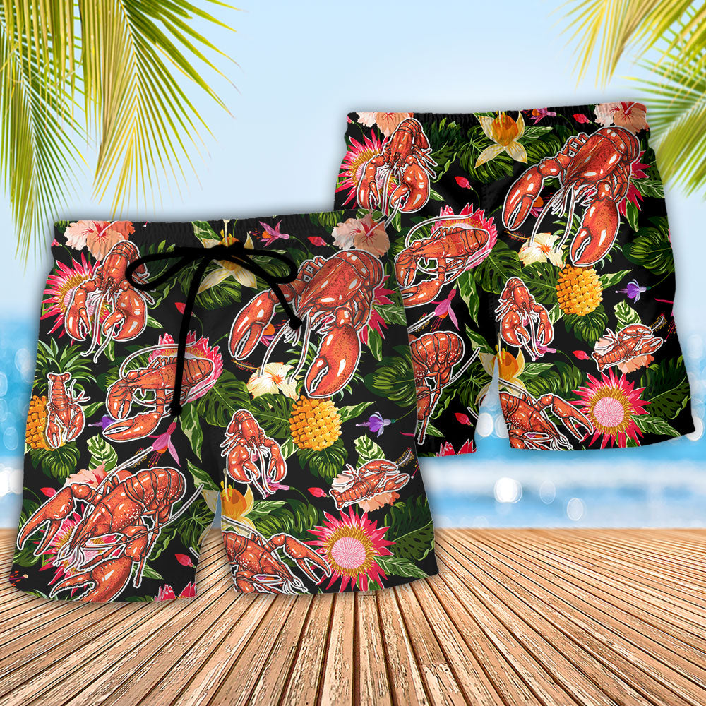 Lobstering Lobstah And Beer Tropical Humor - Beach Short