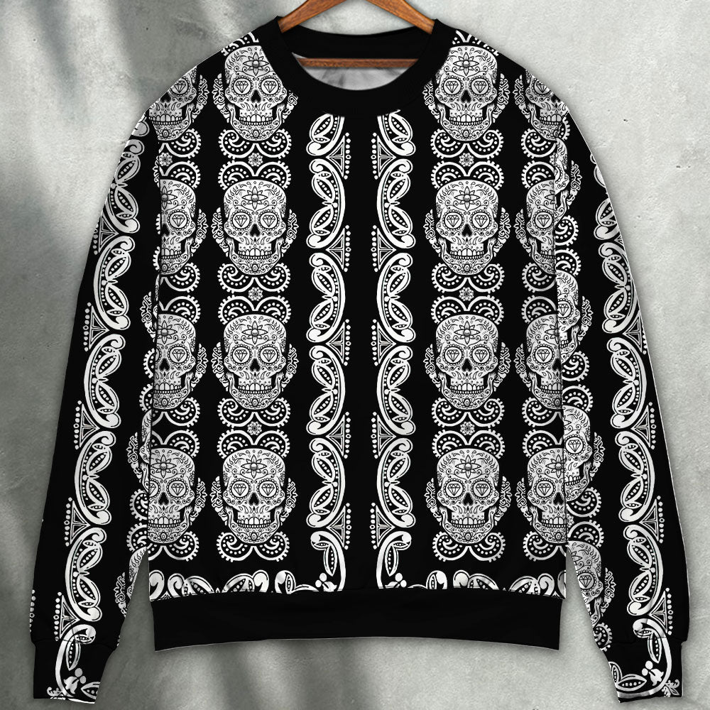 Black And White Diamond Skull Pattern – Sweater - Ugly Christmas Sweater