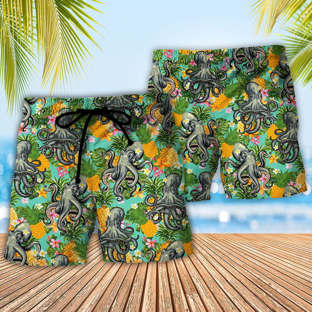 Octopus Tropical Fruit Peace Life Style - Beach Short