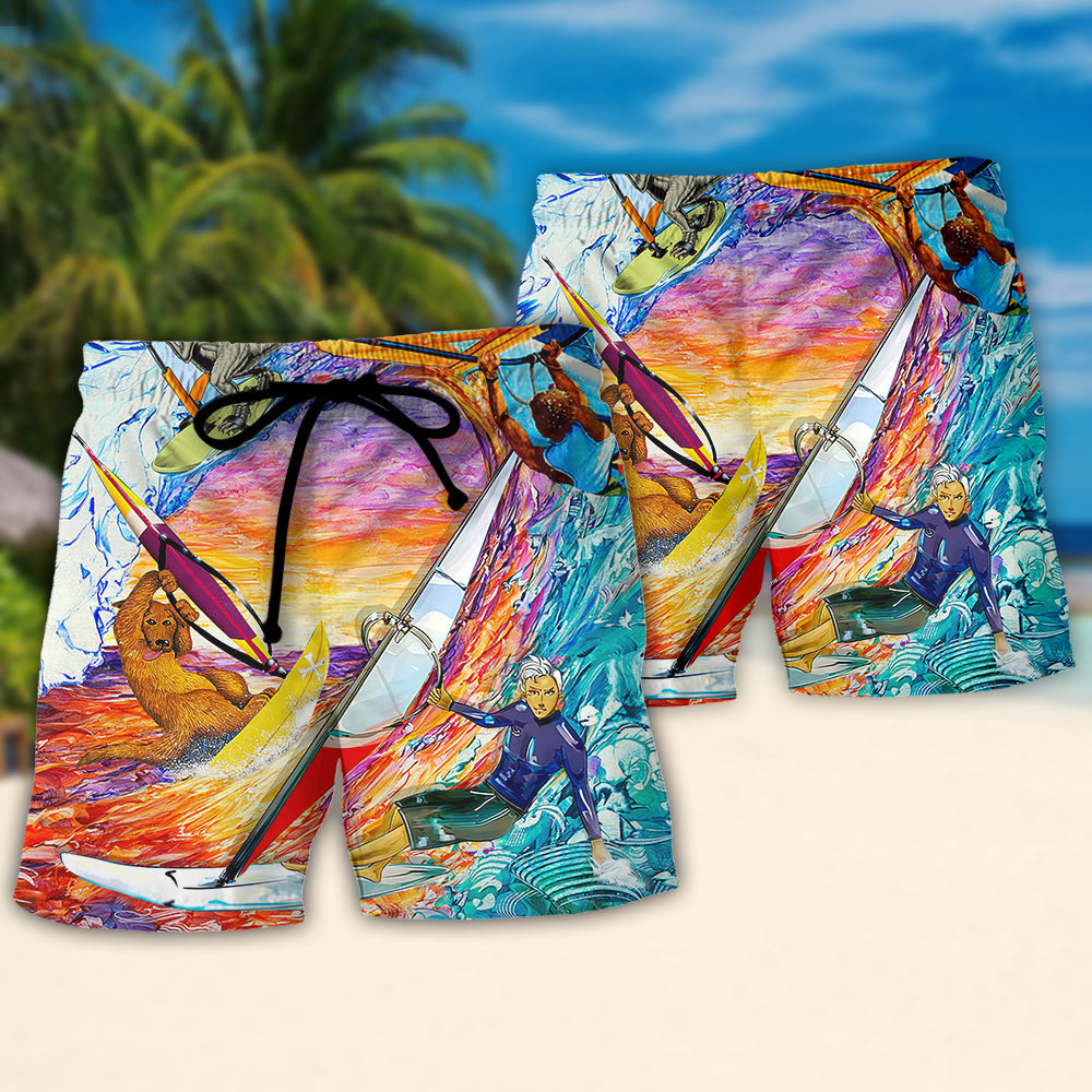 Windsurfing Funny Saved Me Quote Windsurf Lover - Beach Short