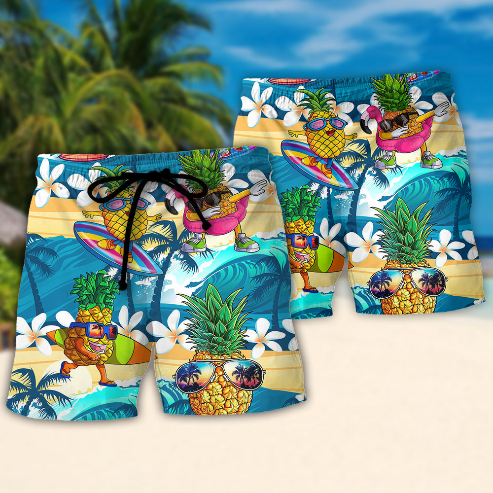 Surfing Funny Pineapple Surf Instead Of Walking Humor – Beach Short