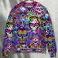 Hippie Colorful Skull Art Style – Sweater - Ugly Christmas Sweater