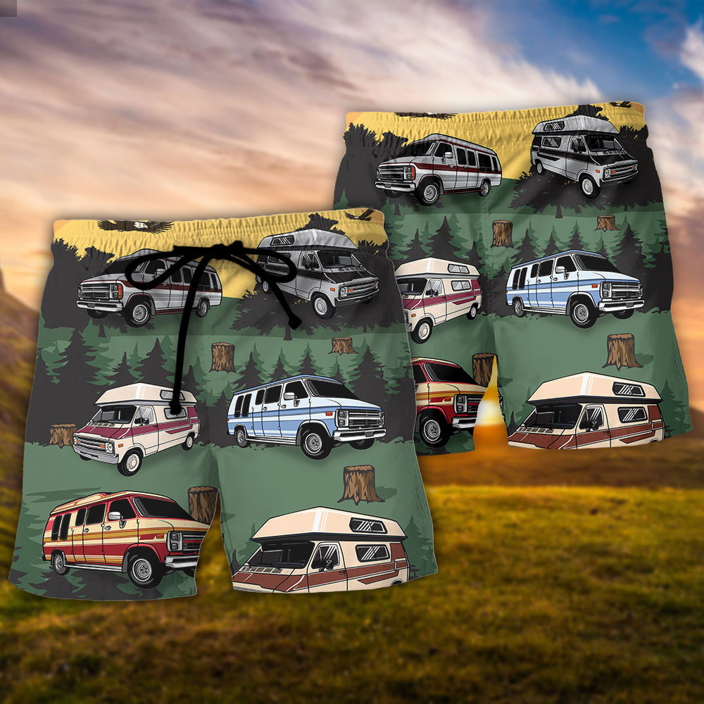 RV Life Funny Saved Me Camping Quote - Beach Short