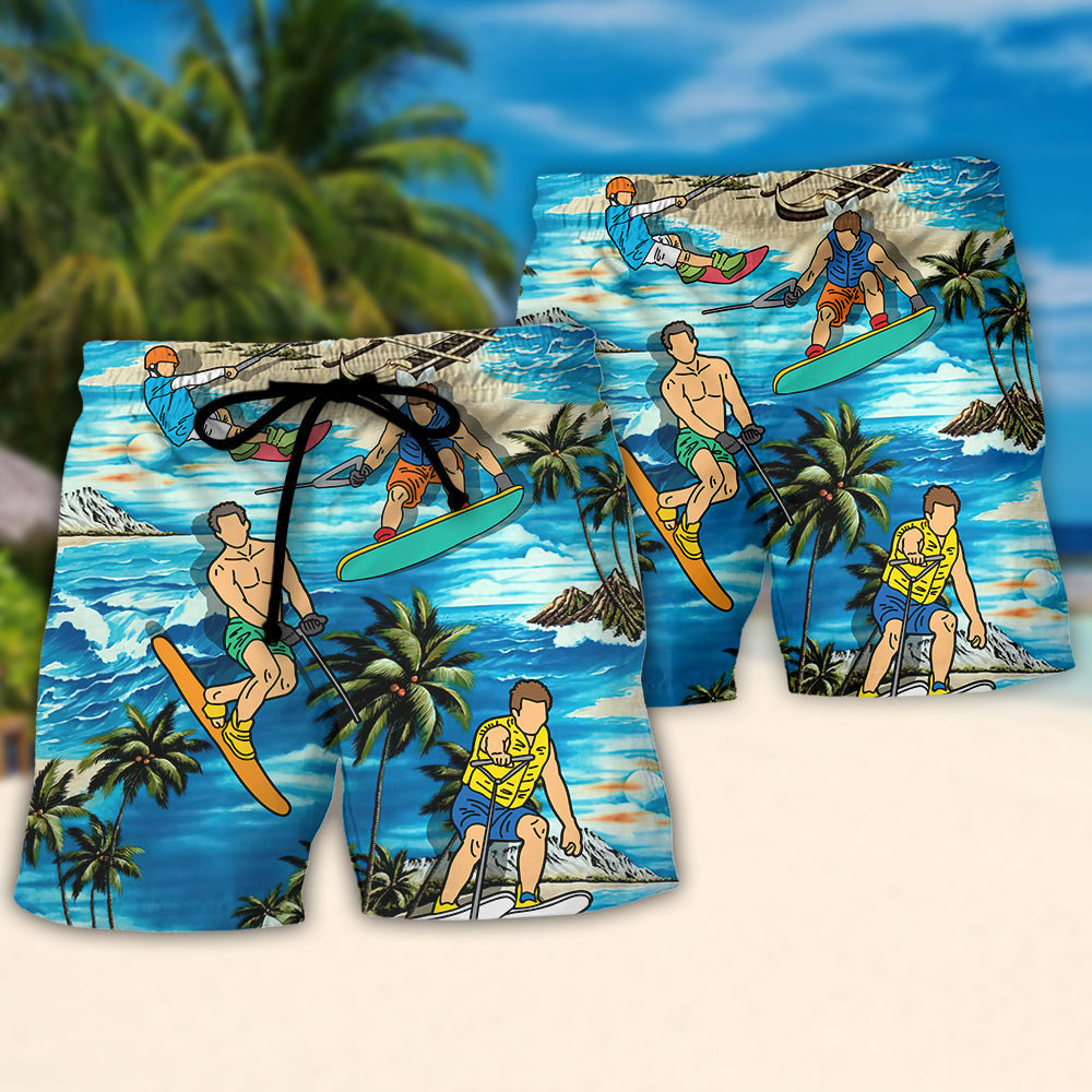Waterskiing Real Old Men Go Water Skiing Humor – Beach Short