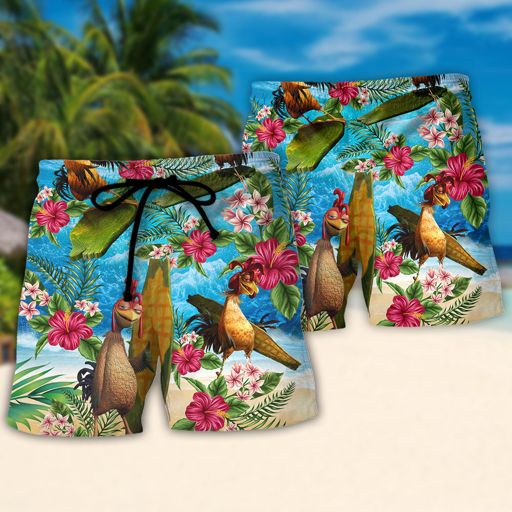 Surfing Chicken Respect The Locals Tropical Surf Humor – Beach Short