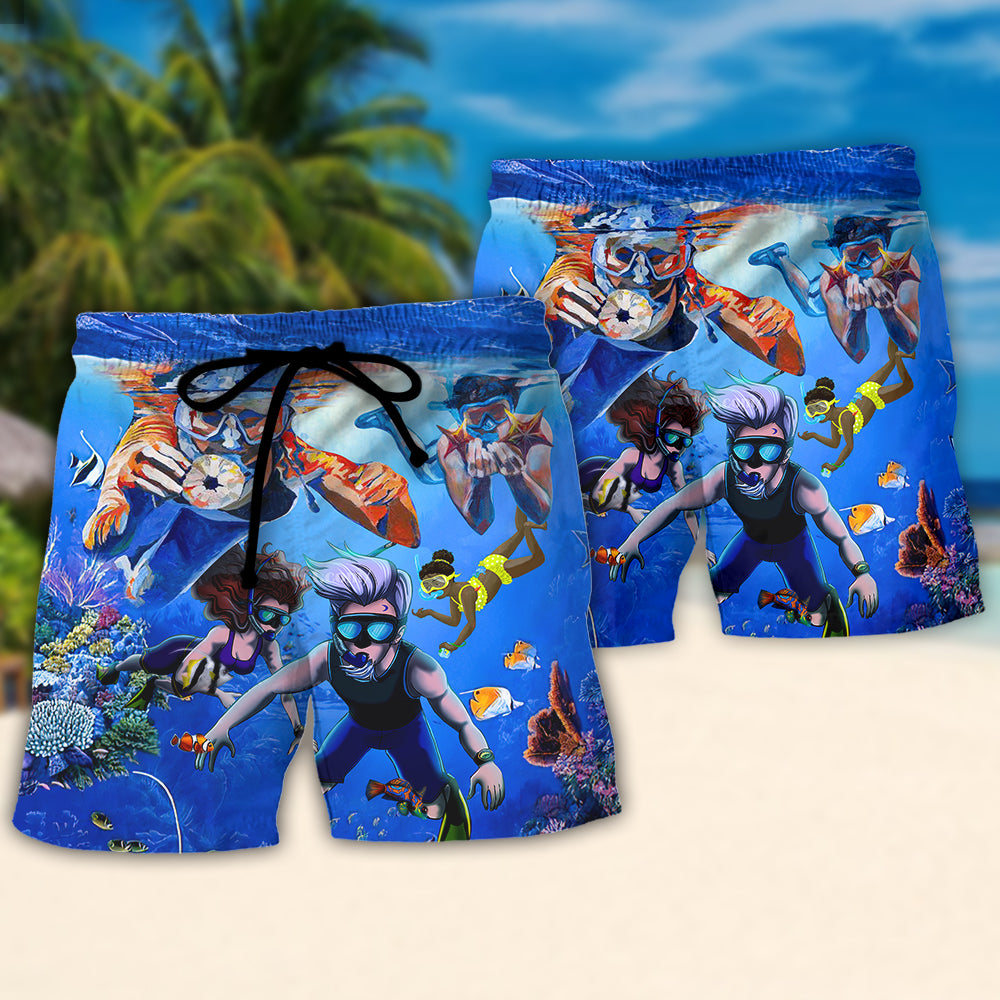 Snorkeling Funny Saved Me Quote Snorkel Lover - Beach Short