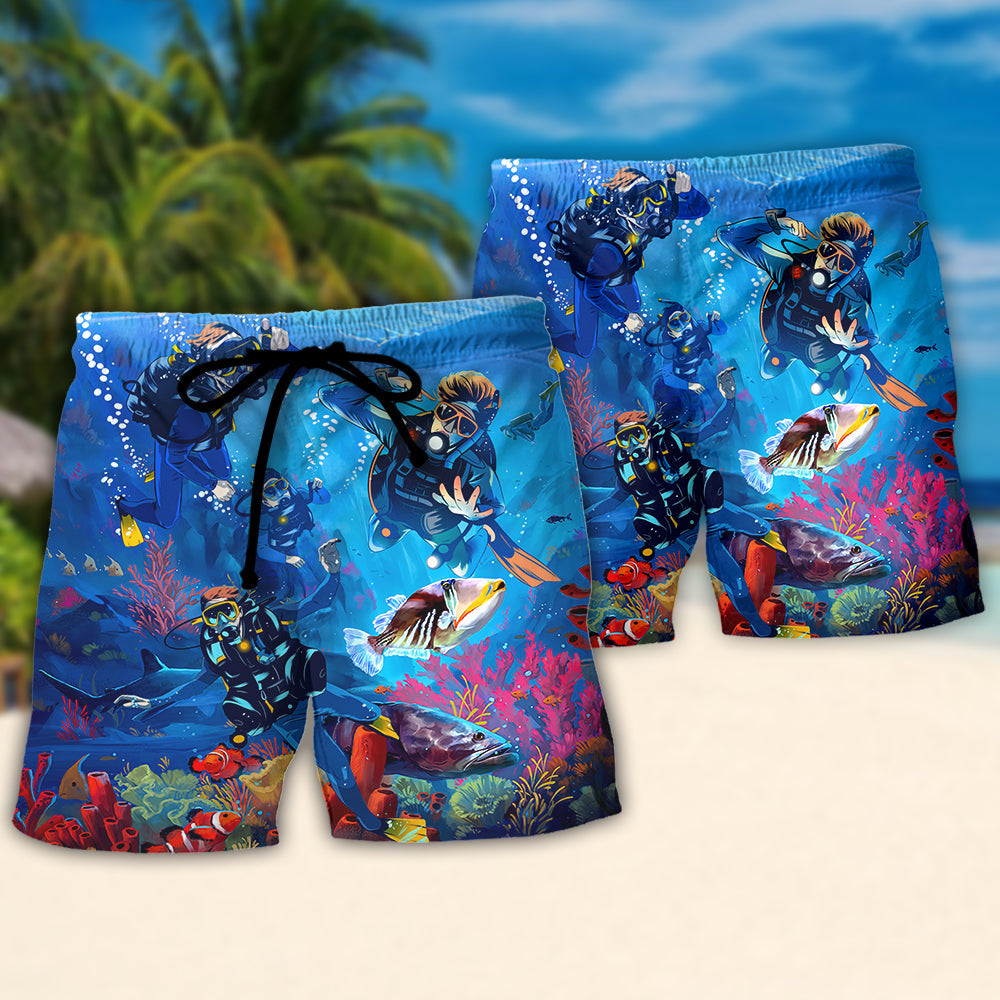 Scuba Diving Funny Saved Me Quote - Beach Short