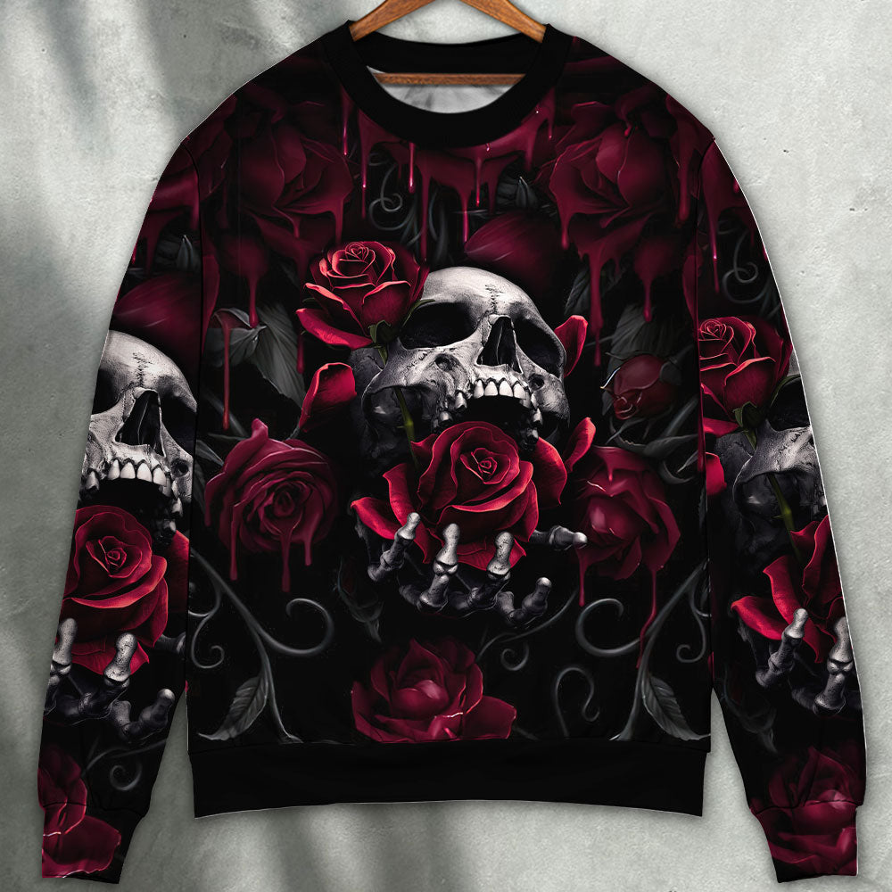 Rose Blood Dark Screaming Skull Art – Sweater - Ugly Christmas Sweater