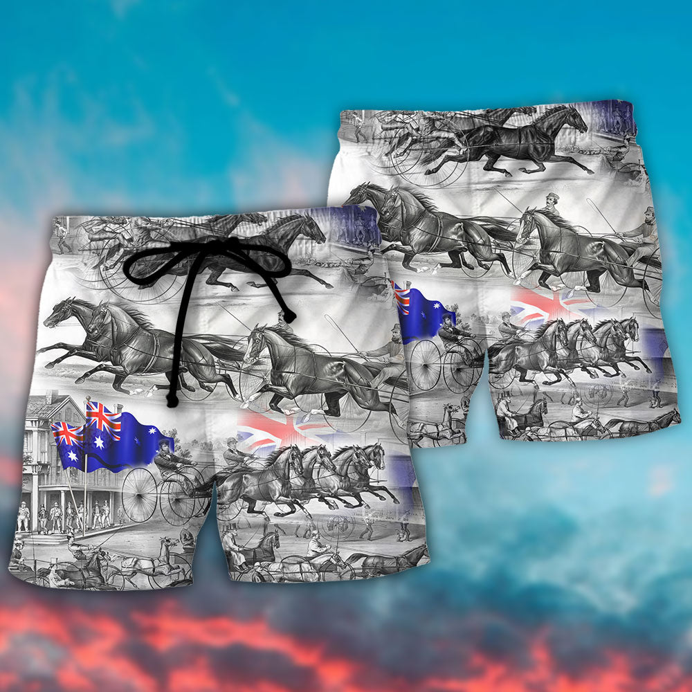 Harness Racing Horse Road Australia Flag – Beach Short