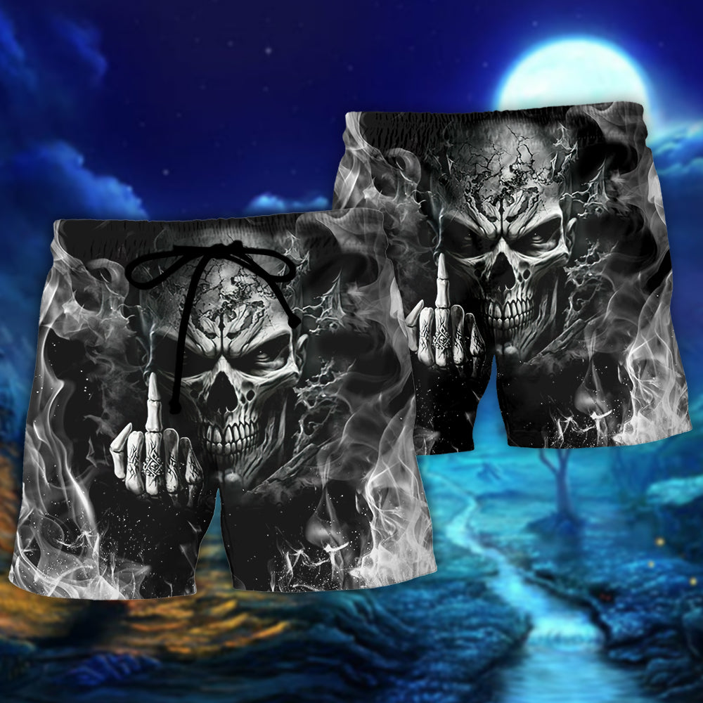 Skull Bold Warning About Protecting Your Boundaries – Beach Short