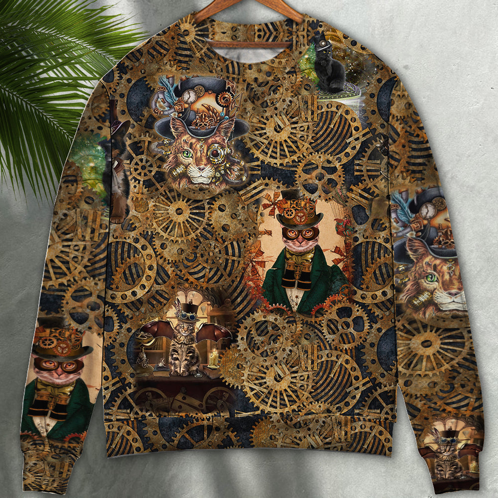 Vintage Cat Love Machine Art – Sweater - Ugly Christmas Sweater