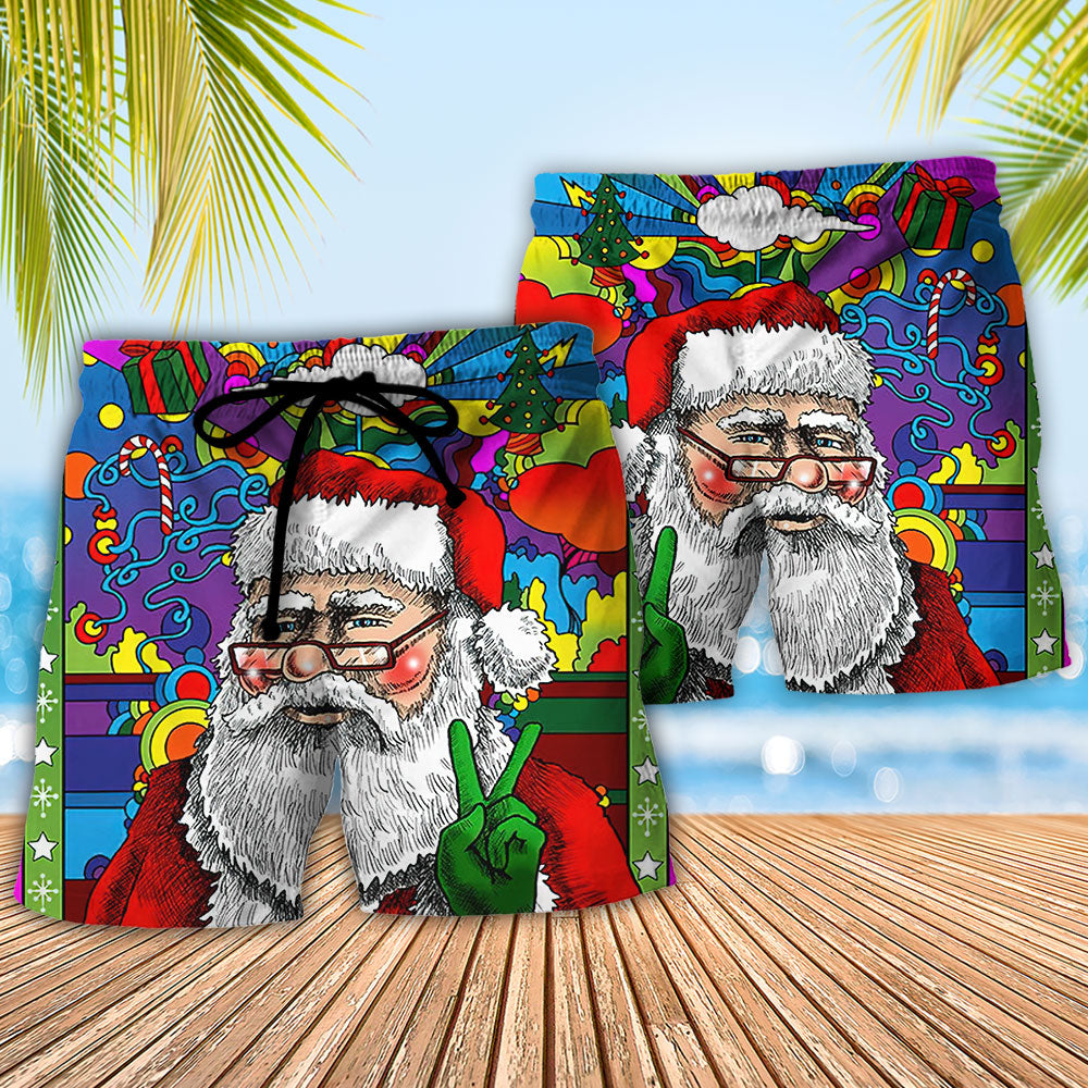Hippie Santa Funny Christmas Style – Beach Short