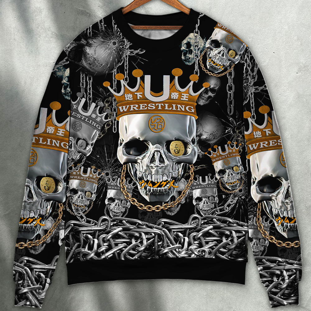 Blue Smoke Flaming Skull Art – Sweater - Ugly Christmas Sweater