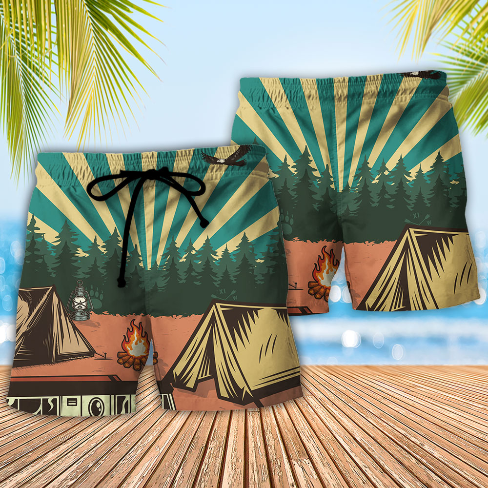 Camping Not All Who Wander Are Lost Outdoor Theme – Beach Short