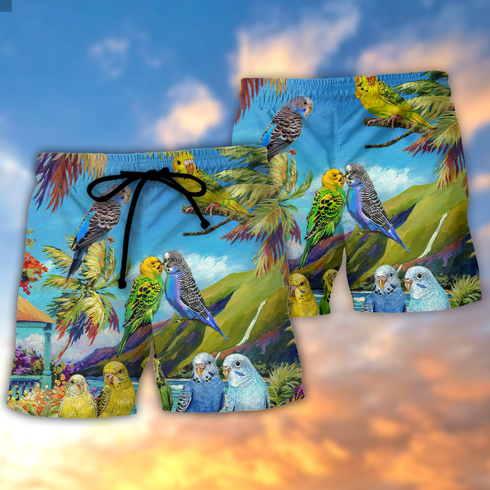Parrot Budgie Beautiful Landscape Art – Beach Short
