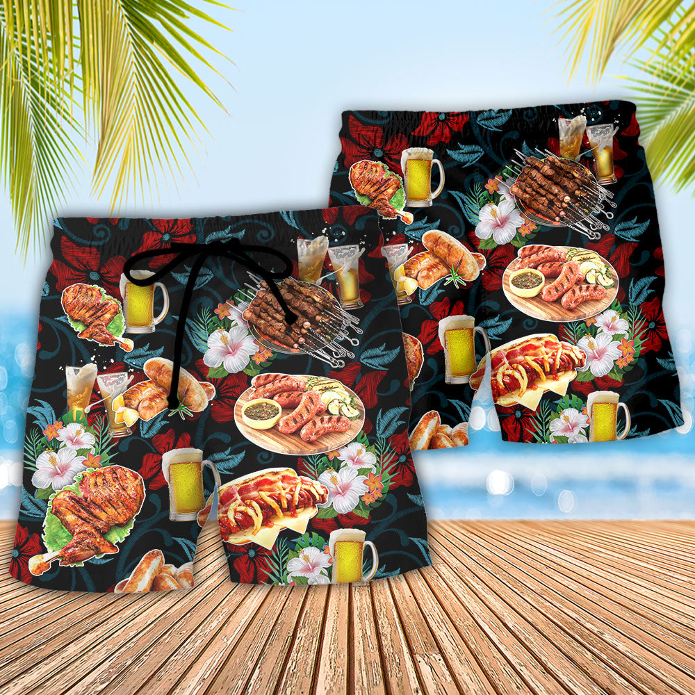 BBQ Big Racks Rubbed Butt Pulled Pork Funny Grill - Beach Short