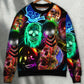 Glowing Colorful Skull Art Style – Sweater - Ugly Christmas Sweater