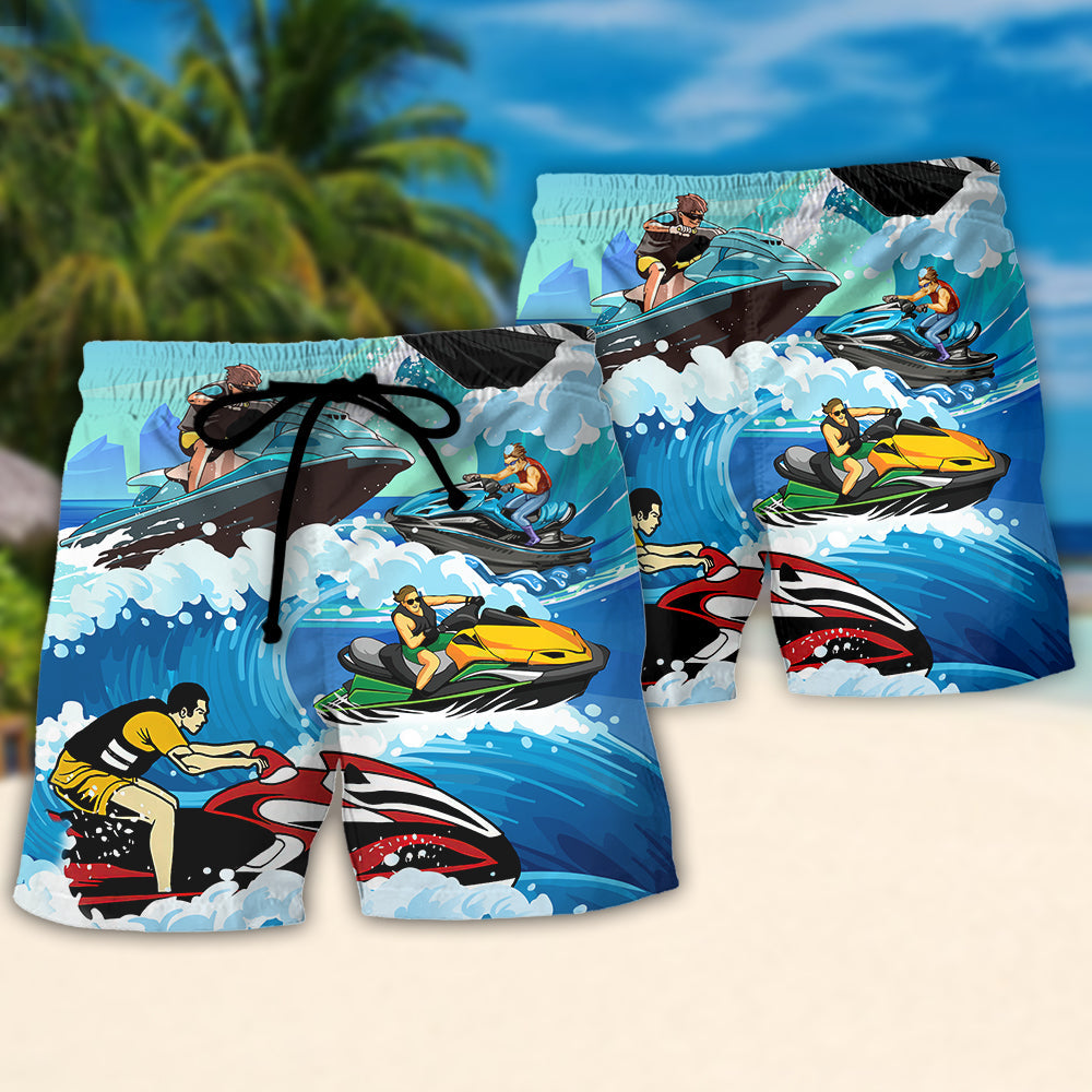 Jet Ski Funny Saved Me Quote Jet Ski Lover - Beach Short