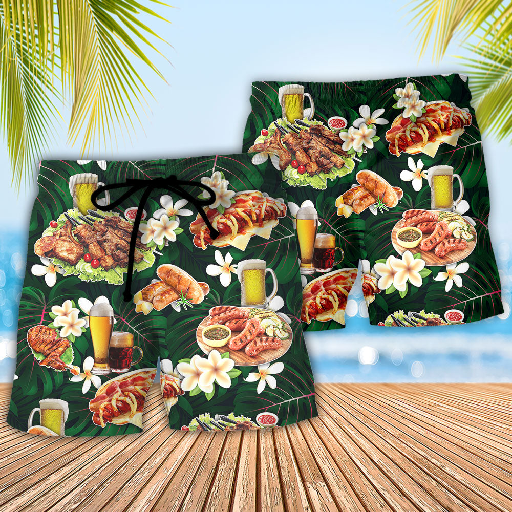 BBQ Meat I Drink I Grill And I Know Things Funny - Beach Short