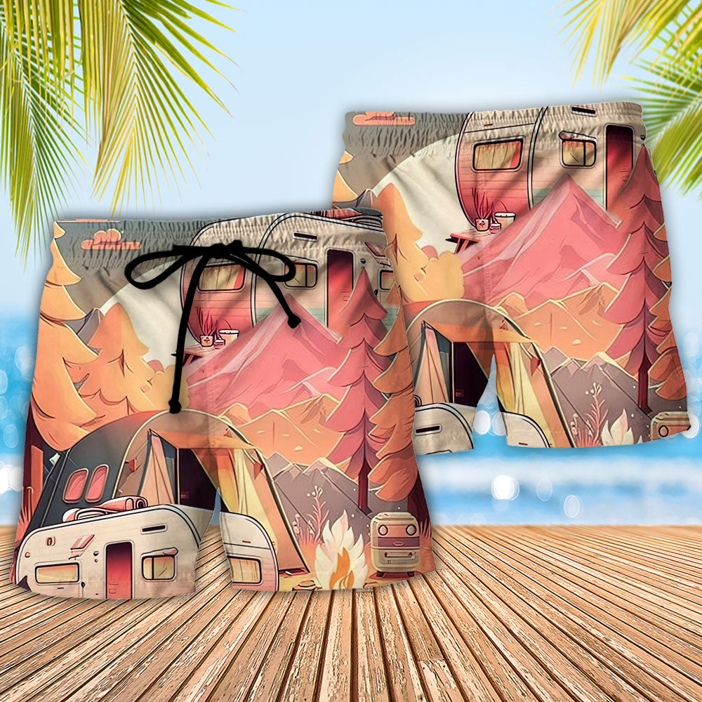 Camping Funny Quote About Running Through A Campground – Beach Short