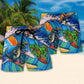 Surfing Dinosaur Surfing Is Life Funny Wave Lover – Beach Short