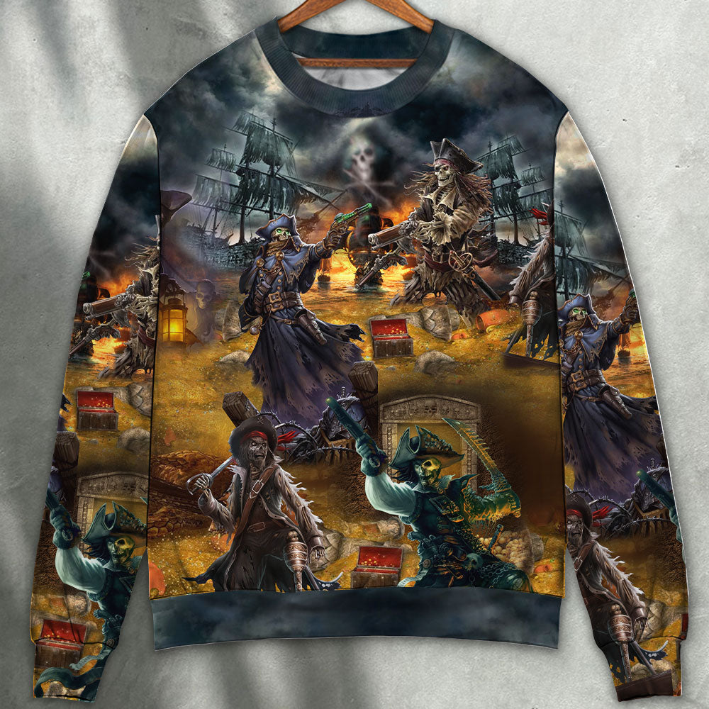 Pirate Skull Treasure Hunting Style – Sweater - Ugly Christmas Sweater
