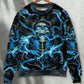 Blue Smoke Flaming Skull Art – Sweater - Ugly Christmas Sweater