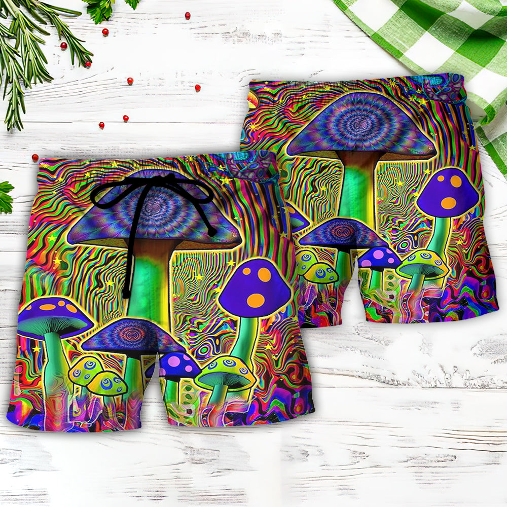 Hippie Mushroom Magic Colorful Art – Beach Short
