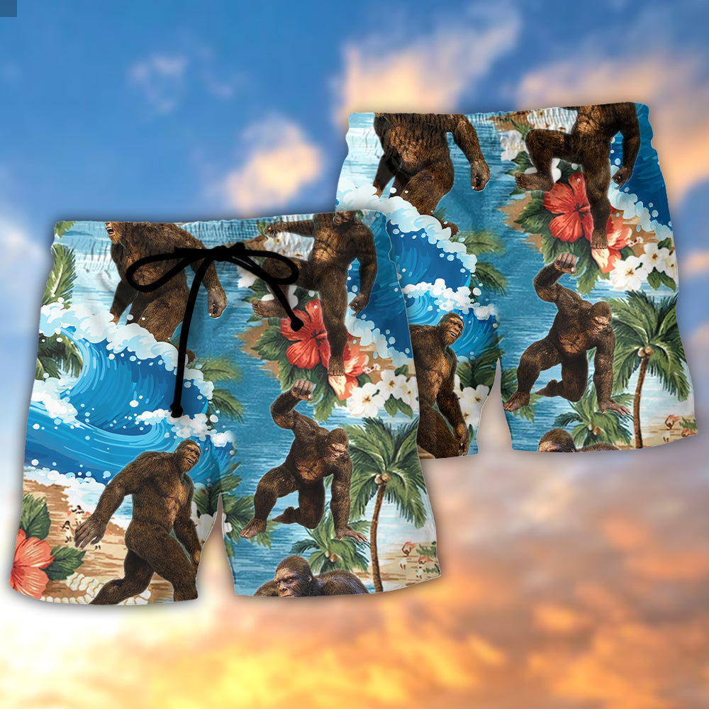 Bigfoot Tropical Funny Art Style – Beach Short